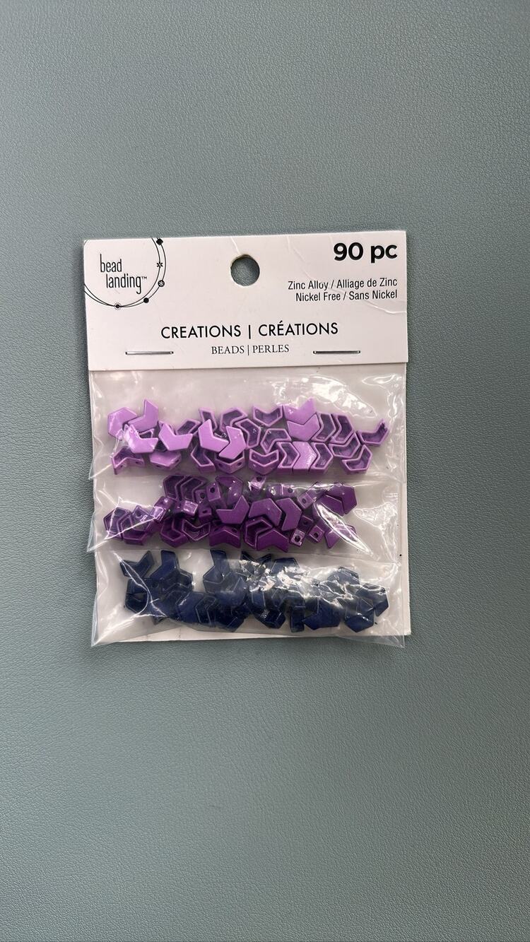 Bead Landing Zinc Alloy Chevron Beads Purple Blue 90pc Jewelry Making